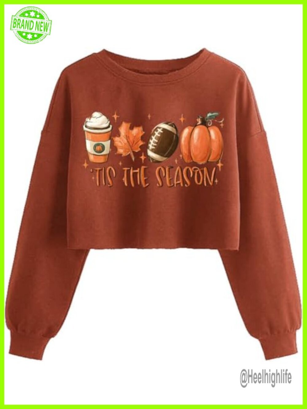 Women's Cropped Halloween Graphic Pullover Sweatshirt Long Sleeve Crew Neck